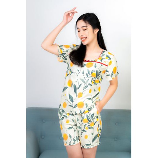 Đồ mặc nhà💖FREESHIP💖  Đồ ngủ  quần lửng lá xanh trẻ trung mã C1 | BigBuy360 - bigbuy360.vn