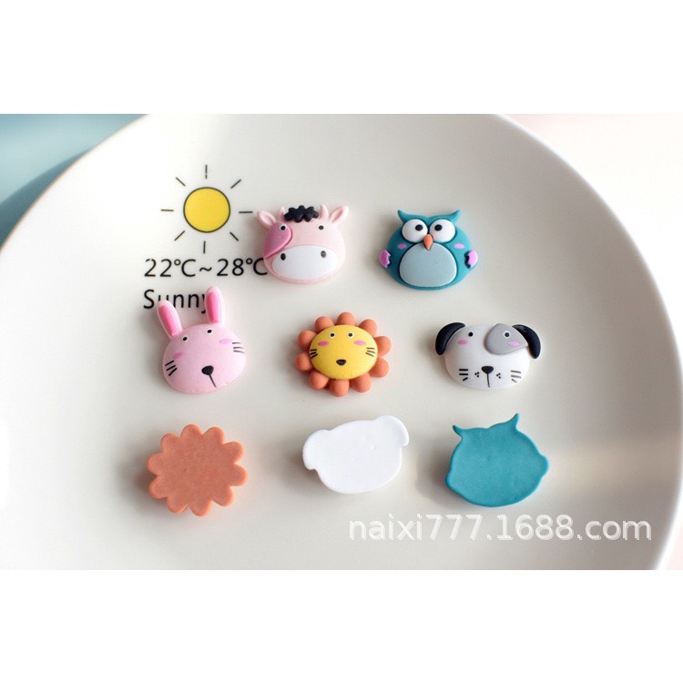 Charm (C21) slime/ Dụng Cụ Charm Trang Trí [Ko Keo &amp; Nút] Hình Mặt Thú Vui nhộn (cỡ 2 cm)