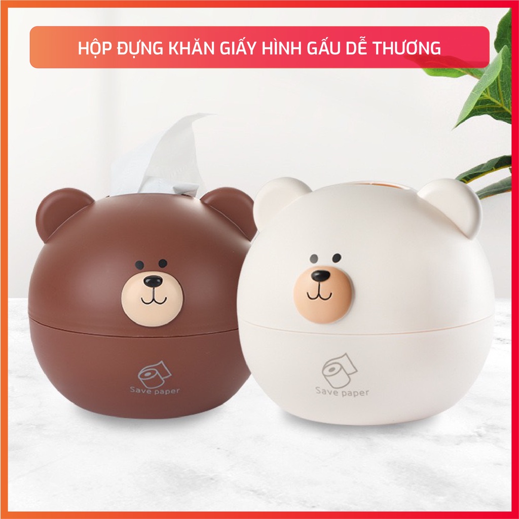 Hộp Đựng Khăn Giấy Để Bàn Họa Tiết Chú Gấu