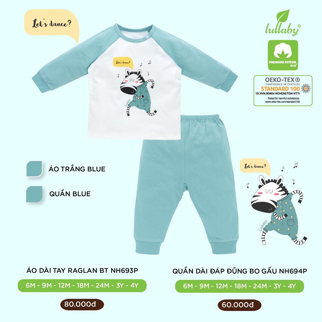 Bộ dài tay raglan cotton cao cấp Lullaby 2021 (9m-4y)