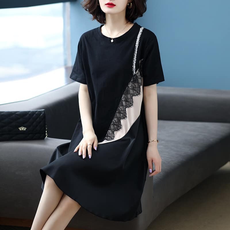 S57265 - Đầm suông ngắn tay nữ hè đuôi cá big size hàng nhập