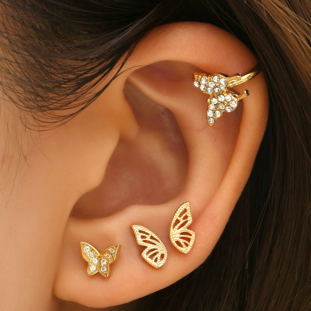 Set 4 Khuyên Tai Mạ Vàng 14K Phong Cách Boho Thời Trang
