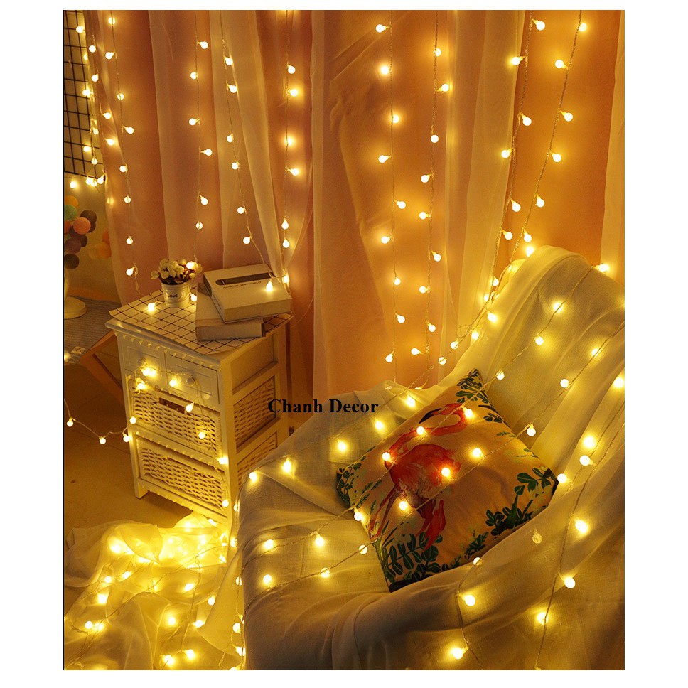 (Bán Buôn) Đ2 Dây đèn bóng tròn nhỏ trắng ấm 6m-10m trang trí góc học tập, phòng ngủ, ban công, quán trà sữa