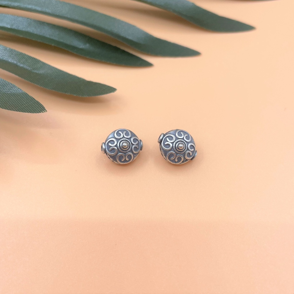 Charm nối hình oval có hoa văn 4 trái tim - Charm Bạc 925 - Mã CB805 CA727