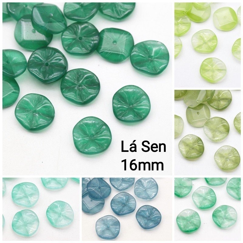 1 Lá Sen Thủy Tinh cỡ nhỏ 16mm các màu - Phụ kiện nguyên liệu làm trang sức thủ công