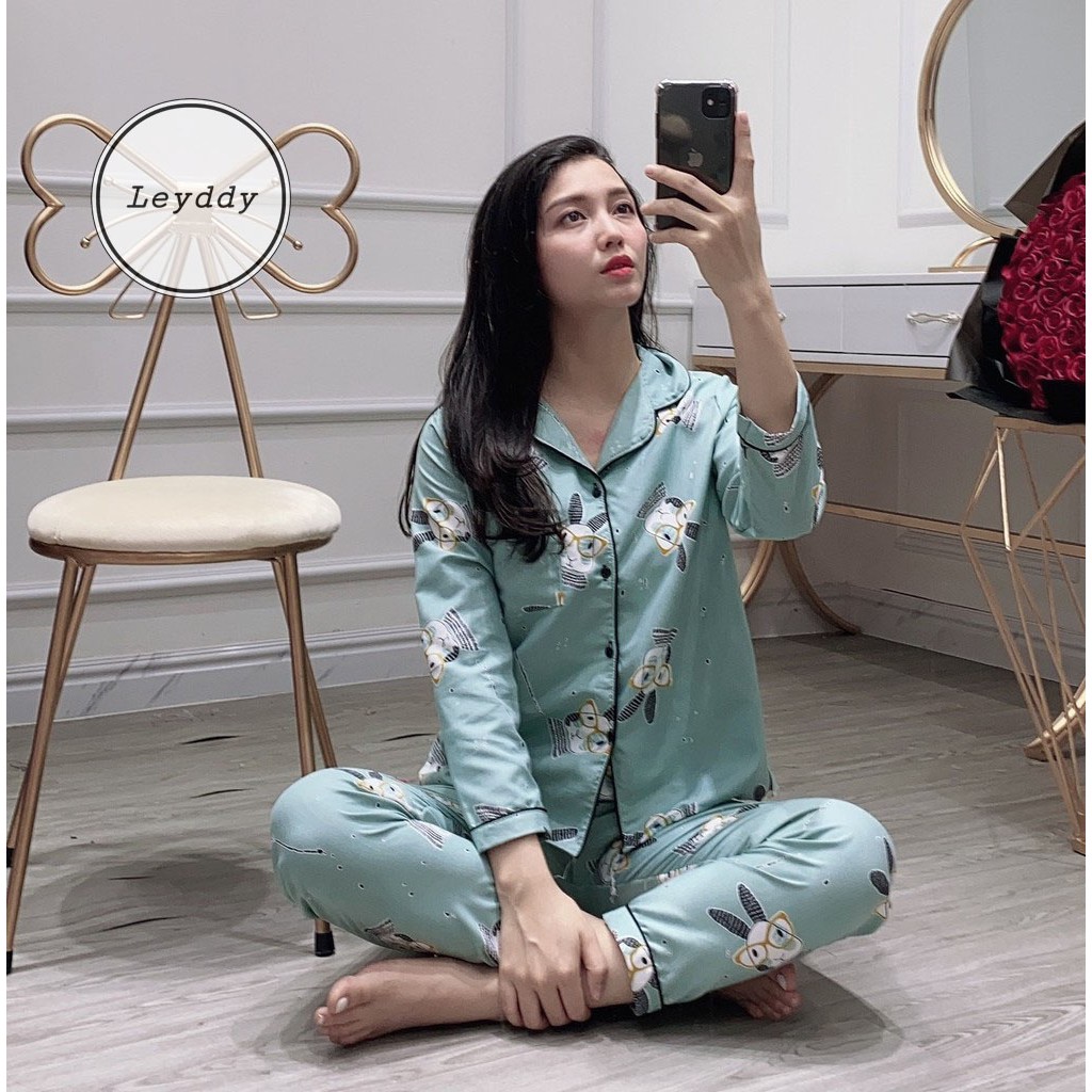 Bộ Pijama Nữ Dài Tay Thu Đông Chất Kate Thái Mềm Mát Loại 1 Không Xù FreeSize (45 – 65kg) – Leyddy. | BigBuy360 - bigbuy360.vn
