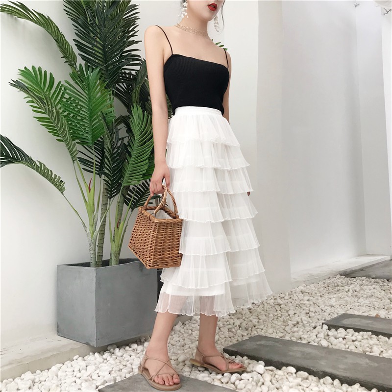 [ Mã FADIRECT20 giảm 20K đơn 150K] ❤SẴN-ẢNH THẬT CUỐI| |CHÂN VÁY TRẮNG DÀI XẾP TẦNG CÔNG CHÚA ULZZANG | BigBuy360 - bigbuy360.vn