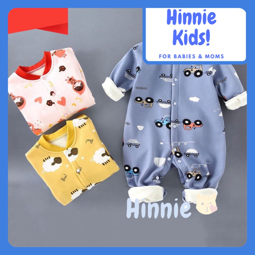 Bộ Body Nỉ Bông thu đông dài tay giữ ấm cho bé 6- 12 tháng HINNIE KIDS