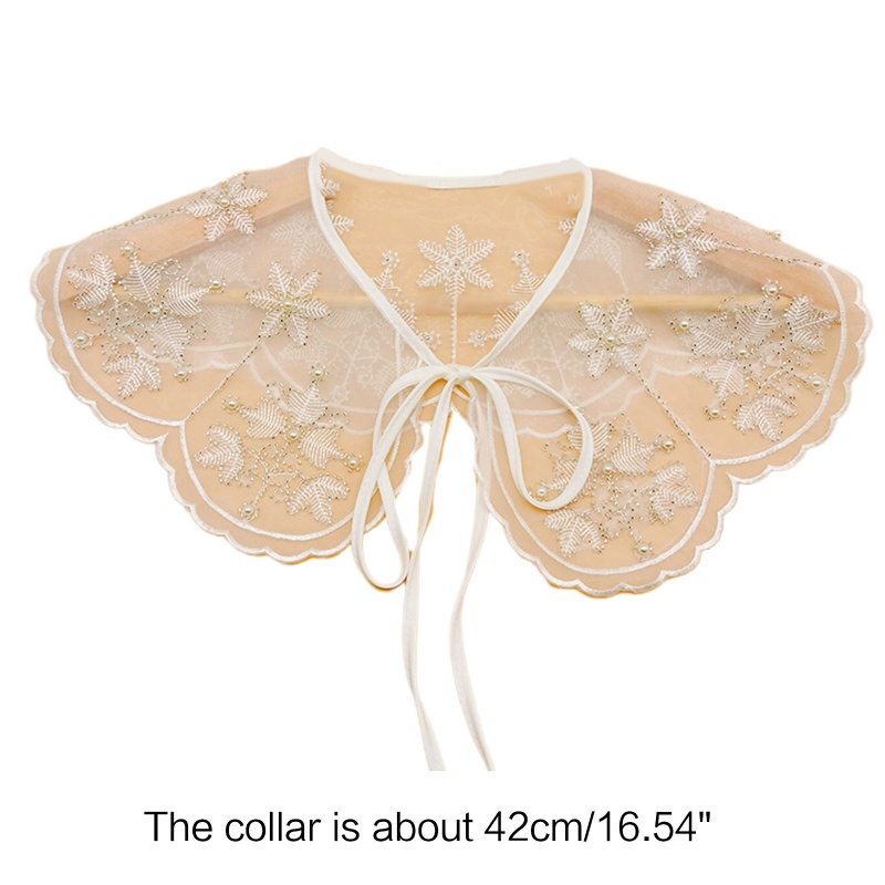 Cổ Áo Giả Thêu Họa Tiết Chiếc Lá Nhìn Xuyên Thấu Cho Nữ