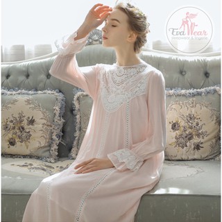 Đầm ngủ dài tay [vải lanh cao cấp] 2 lớp phong cách vintage