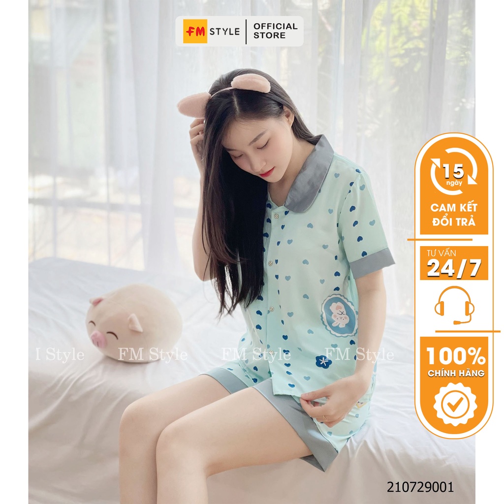 Đồ bộ nữ mặc nhà FM Style bộ ngủ pijama lụa cộc tay họa tiết hoạt hình dễ thương set mặc nhà 220405416