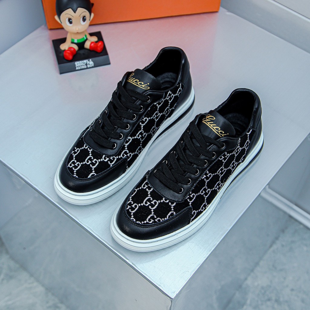 Giày sneakers nam da thật GUCCI GG GC họa tiết cổ điển mang hình logo thương hiệu cao cấp