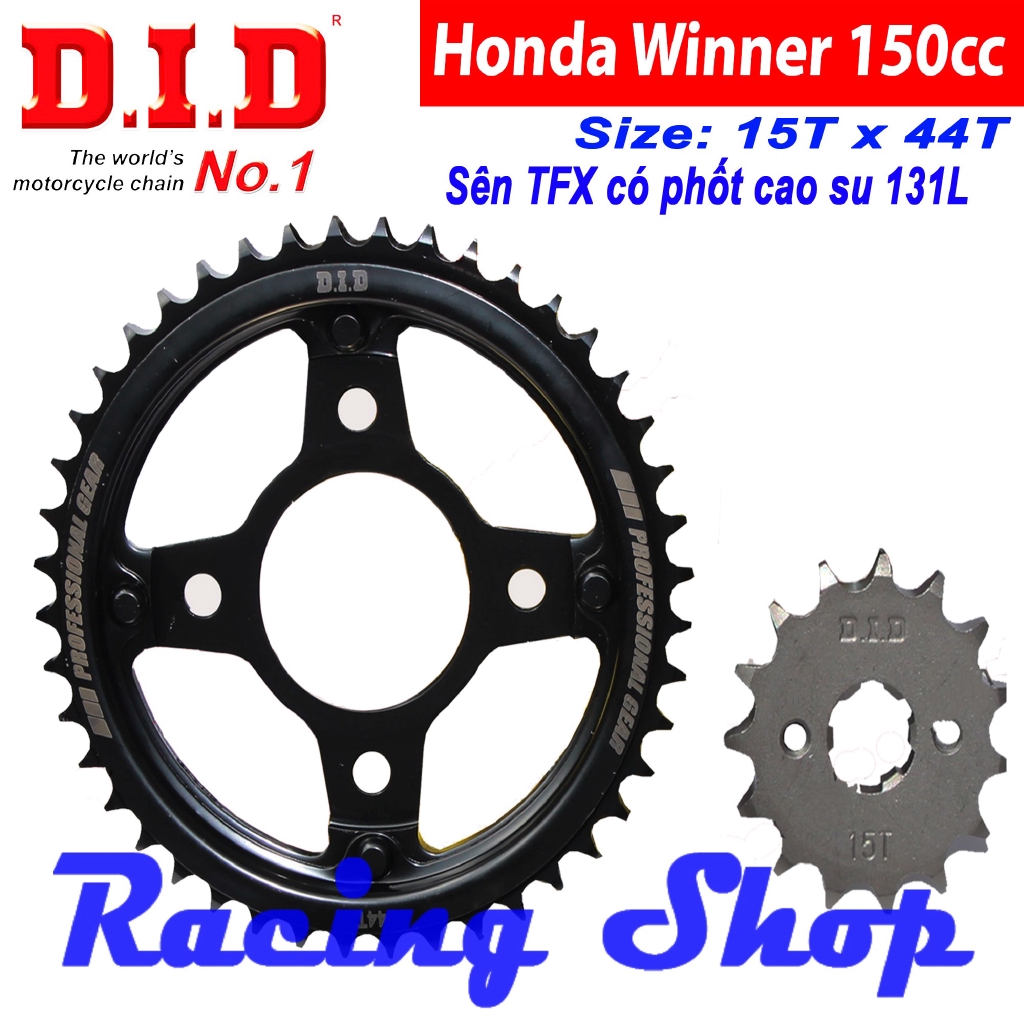 Nhông sên dĩa Winner Sonic nhông 15T dĩa 44T – Sên TFX có phốt cao su 131L HDS - Thái Lan