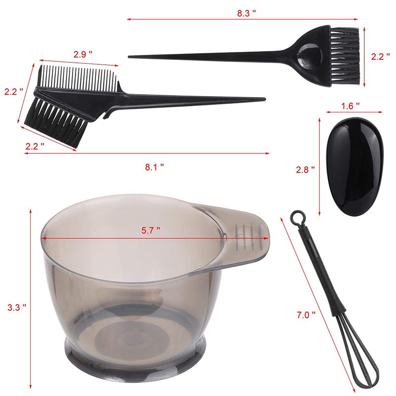 [Hàng mới về] Bộ 5 dụng cụ hỗ trợ nhuộm tóc chuyên nghiệp cho salon và tại nhà thiết kế màu đen