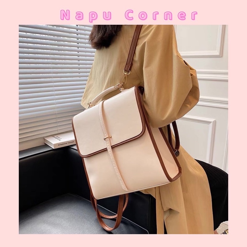 [ COMBO BALO DA PU VINTAGE CHỐNG THẤM + MÓC KHOÁ MINI, CỘT TÓC, PIN CÀI,... ]
