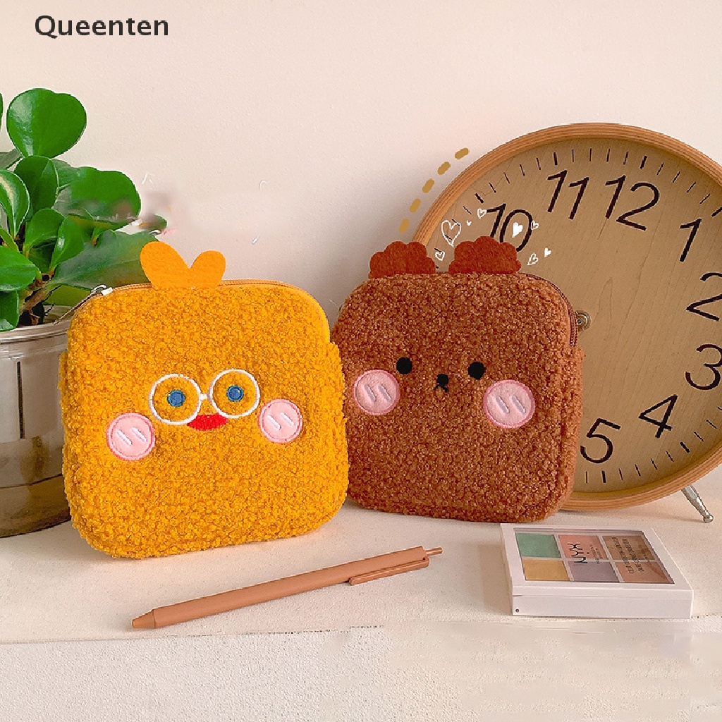 Queenten Túi Đựng Mỹ Phẩm Son Môi Chìa Khóa Tai Nghe Bằng Vải Bông Nhỏ Gọn Dễ Thương