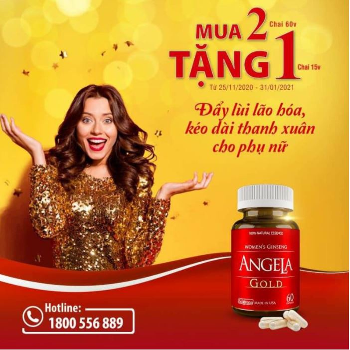 Sâm ANGELA Gold lọ 60 viên 🔥Cam kết chính hãng USA🔥 Tăng cường sinh lý nữ - Da hết khô sạm nám