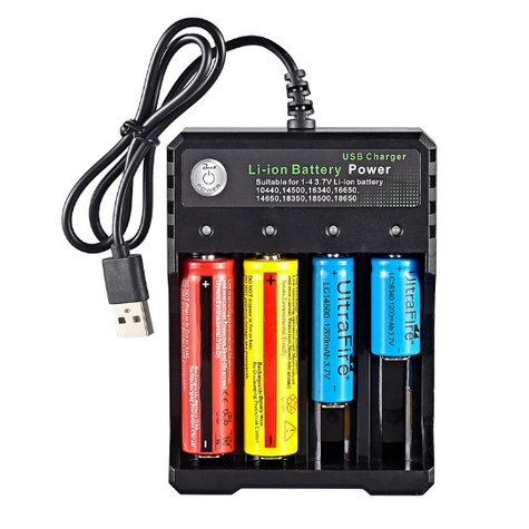 Bộ sạc pin Li-ion 3.7V cổng USB có đèn báo, tự ngắt khi đầy và Pin sạc 18650 dung lượng 3000 mAh và 4200 mA