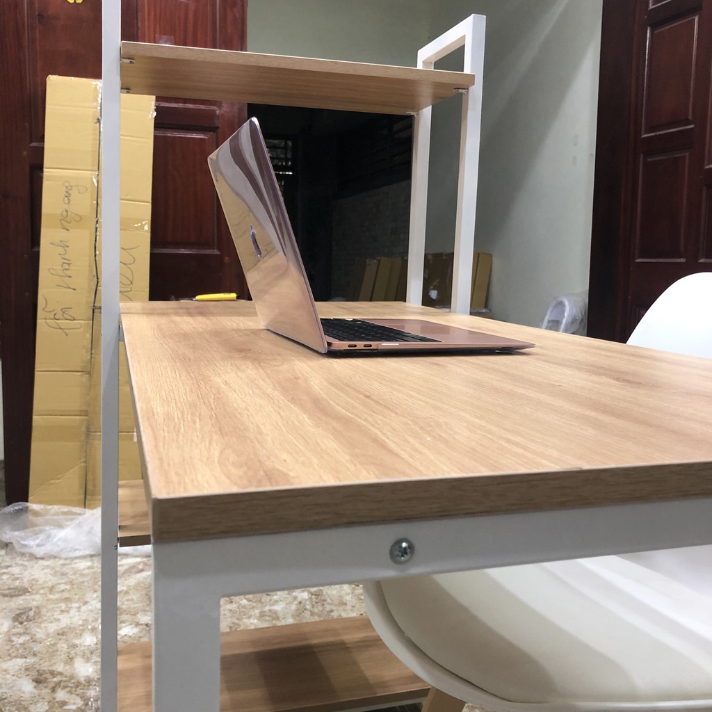 Bàn Làm Việc Kèm Kệ Sách ⚡ Đa Năng ⚡ Kiểu Dáng Hiện Đại, Mặt Gỗ Chân Sắt Cao Cấp, Chắc Chắn | BigBuy360 - bigbuy360.vn