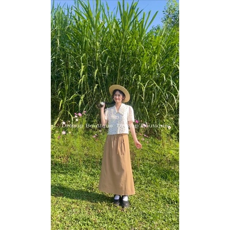 Set Yên Đan xô hoa kết hợp chân váy linen - Drézup Boutique