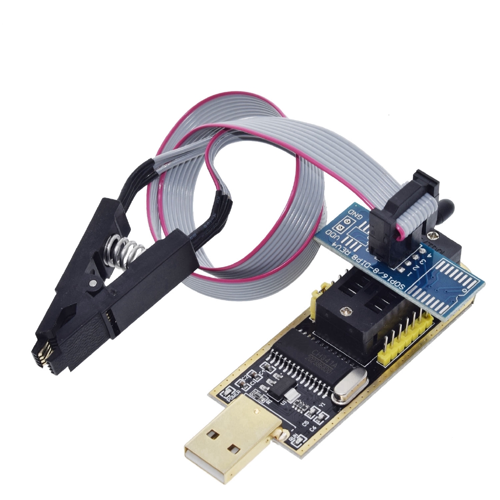 Mô Đun BIOS USB Lập Trình Ch341A 24 25 Series EEPROM + Kẹp SOIC8 SOP8 EEPROM 93CXX / 25CXX / 24CXX