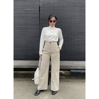[Four6] Quần culottes nữ ống rộng Kaki