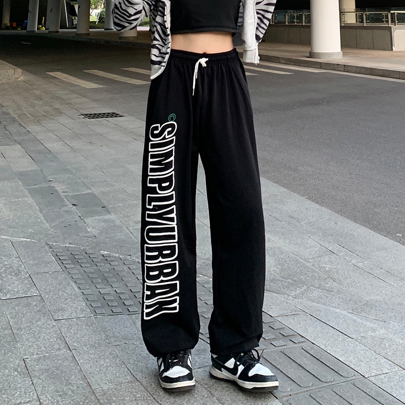 Quần thể thao NRVP ống rộng phong cách đường phố Hàn Quốc thời trang dành cho nữ