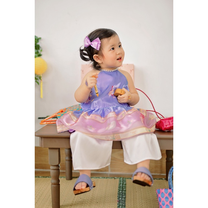 Sumire Store SET Áo yếm xòe organza Hoa Niên Ca BÉ - Tím