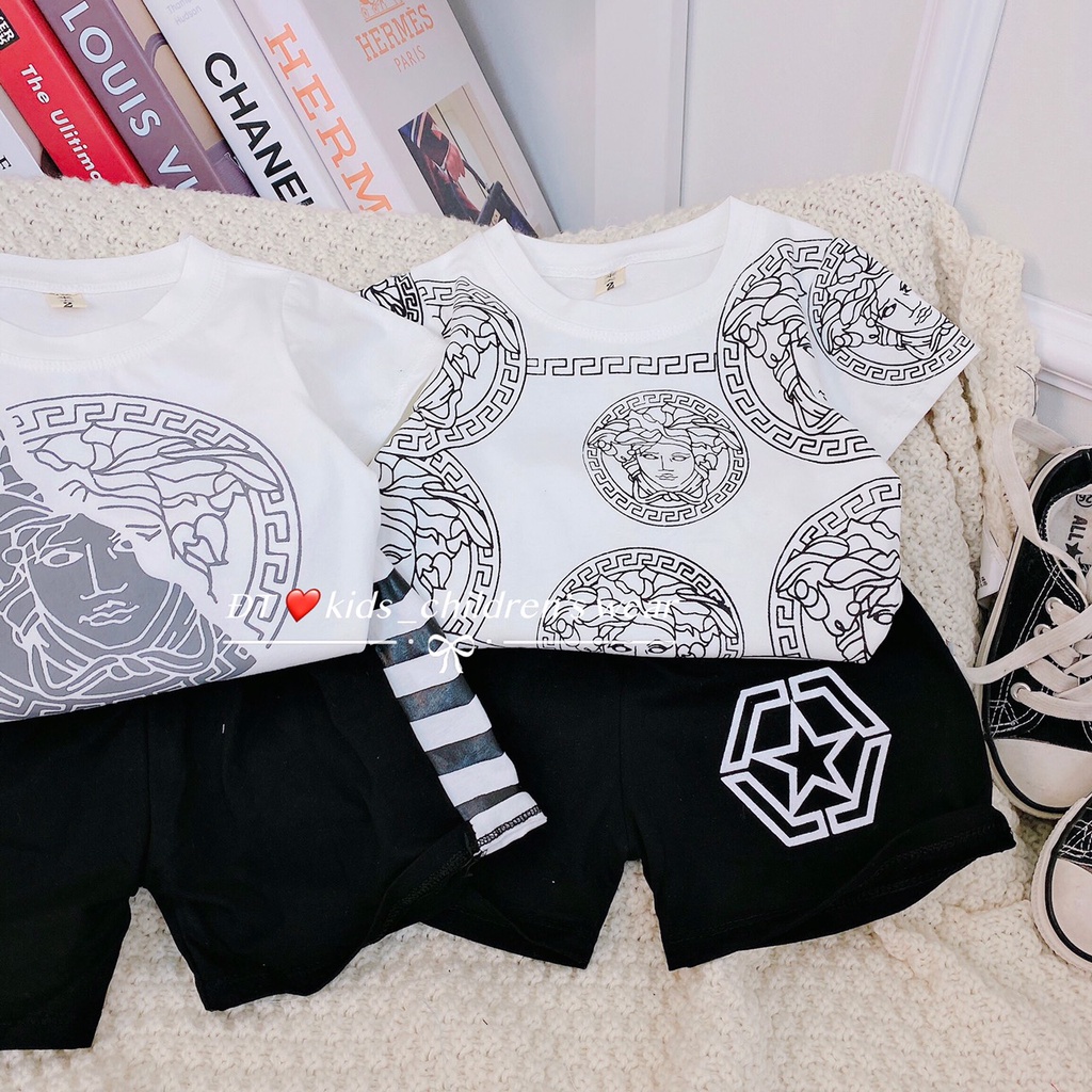 Bộ cộc tay cho bé trai in hình sành điệu -cá tính 8-30kg (M3)