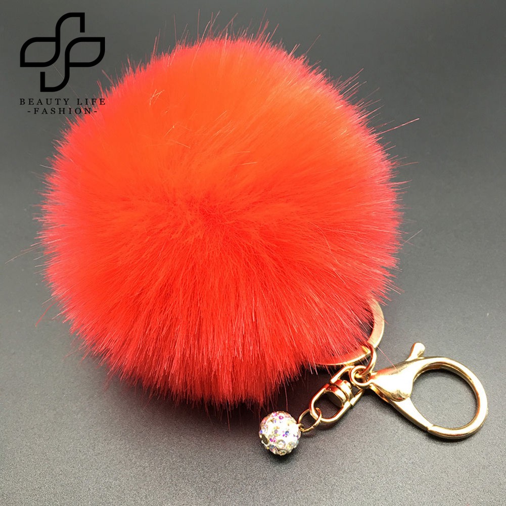 Móc chìa khóa hình cục bông pompom xinh xắn