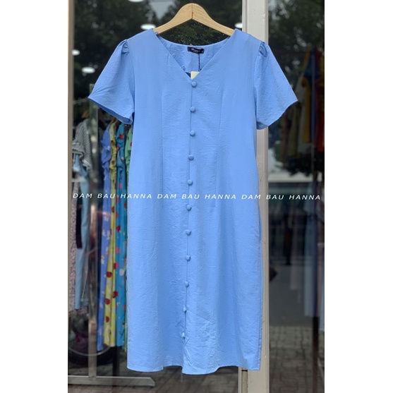 [SIZE 40-80KG] Đầm bầu công sở HANNA FOM A vải đũi cotton cao cấp mềm mát mùa hè thấm mồ hôi dễ thương lên dáng gọn gàng