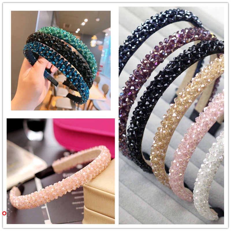 Vòng hoa cài tóc đính hạt pha lê nhiều màu sắc thời trang cho nữ