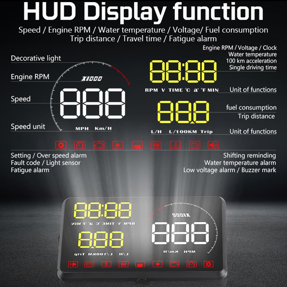 ✨HA Ô tô HUD Head-up Display OBD2 Công cụ chẩn đoán mã lỗi Máy chiếu Cảnh báo bảo mật