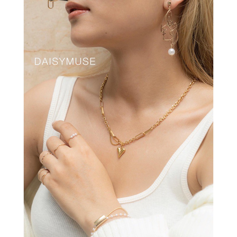 |KHÔNG ĐEN GI| Dây chuyền tim xích mạ vàng 18K