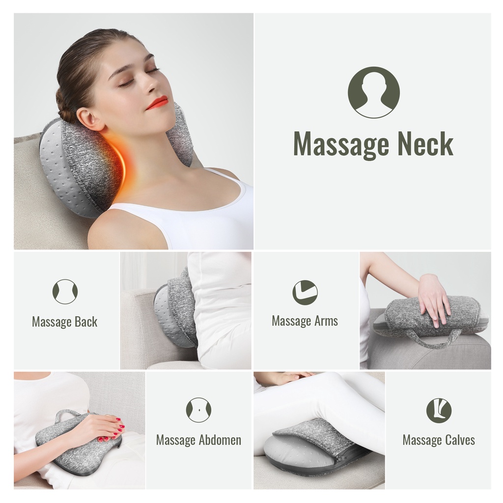 Gối massage cổ vai mới của Jinkairui có đầu massage nâng cấp đèn nóng màu đỏ
