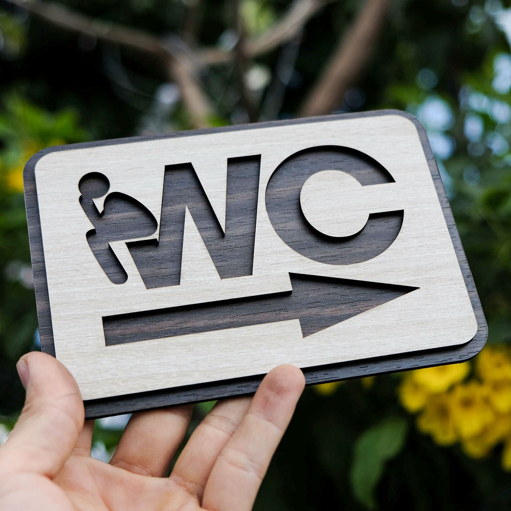 Bảng WC bằng gỗ cắt laser (có keo 2 mặt phía sau) - Mẫu TL03