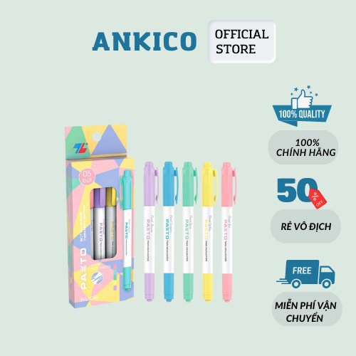 [ANKICO x THIÊN LONG] Bút nhớ Pastel 2 Đầu Pazto - Thiên Long HL-016 hộp 5 bút nhớ 5 màu xinh xắn AN