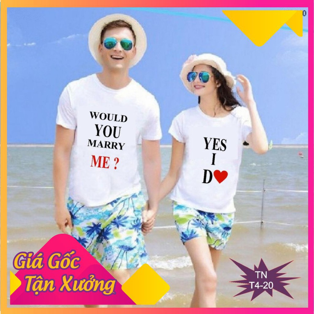 Áo thun cặp Thanh Nga full size mẫu WOULD YOU MARYY ME