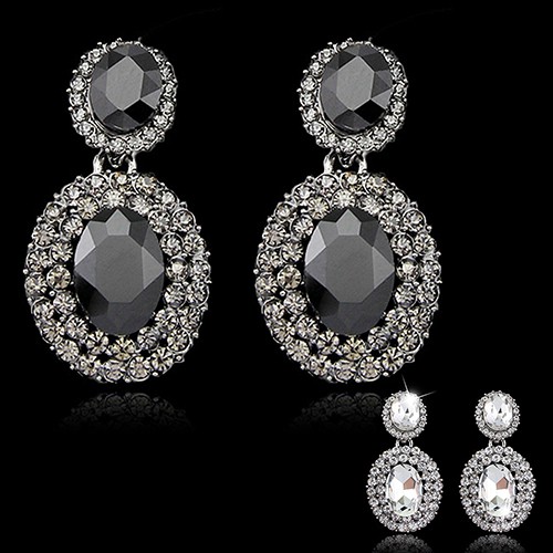 Đôi Khuyên Tai HìNh Oval ĐíNh Kim Cương Giả LấP LáNh ThờI Trang Cho Nữ