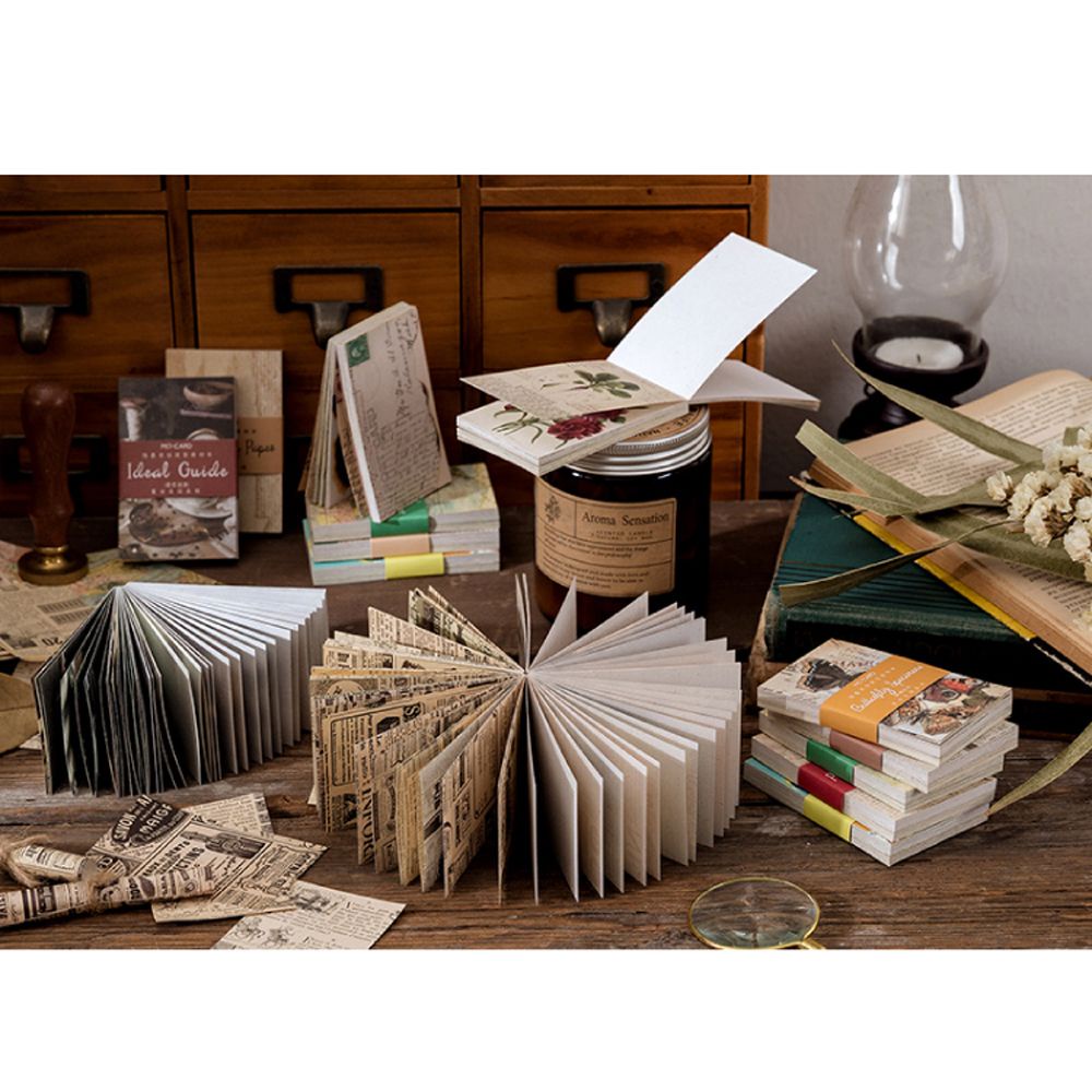 Bộ 60 tờ giấy in dấu chân dùng trang trí sổ tay phong cách retro