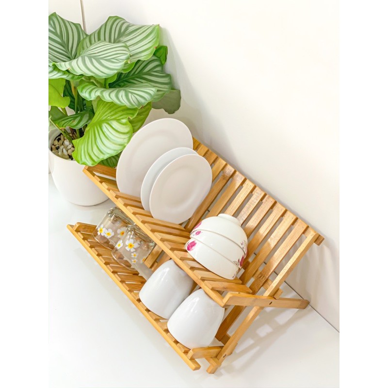 Kệ Chén Bát Dĩa Gỗ Tre Gấp Gọn Đồ Dùng Nội Thất Nhà Bếp | BigBuy360 - bigbuy360.vn
