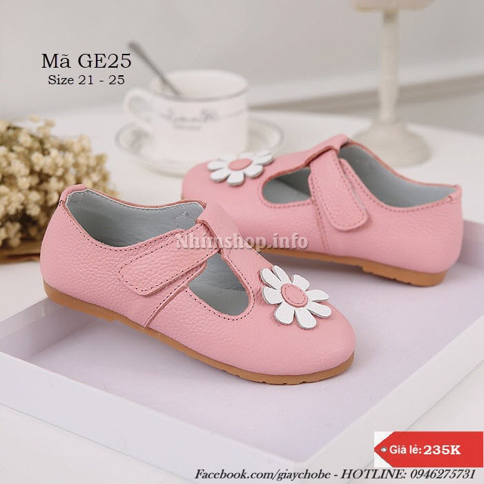 Giày bé gái - Giày trẻ em búp bê công chúa da mềm điểm hoa dễ thương đi học đi chơi full size 1 - 3 tuổi GE25