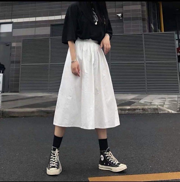 Chân váy xòe kaki đôi bạn thân - váy dài qua gối 63cm Juka shop | BigBuy360 - bigbuy360.vn