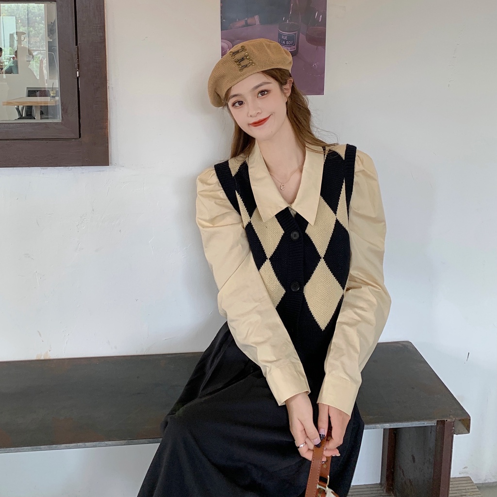 Áo khoác dệt kim không tay thời trang thu đông phong cách Retro cho nữ | BigBuy360 - bigbuy360.vn