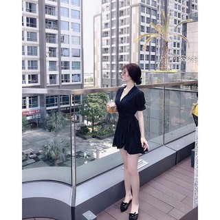 [ẢNH THẬT] Đầm Cổ V Cột Eo
