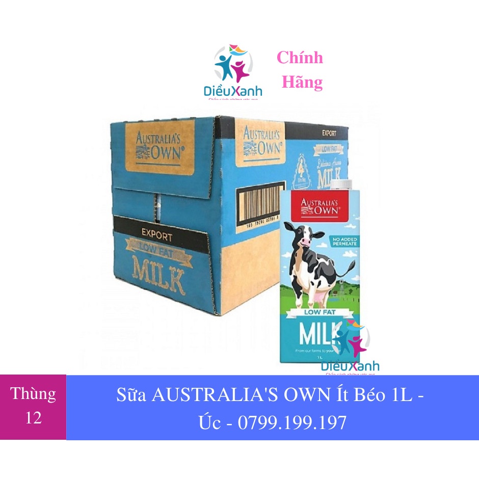 Thùng 12 Hộp Sữa AUSTRALIA'S OWN 1L - Sữa Tươi Ít Béo - Sữa Own Nhập Khẩu