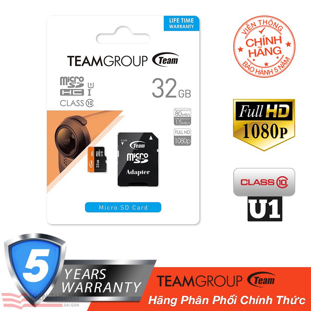 Thẻ nhớ 32GB Team Micro SD Class10 chính hãng phân phối