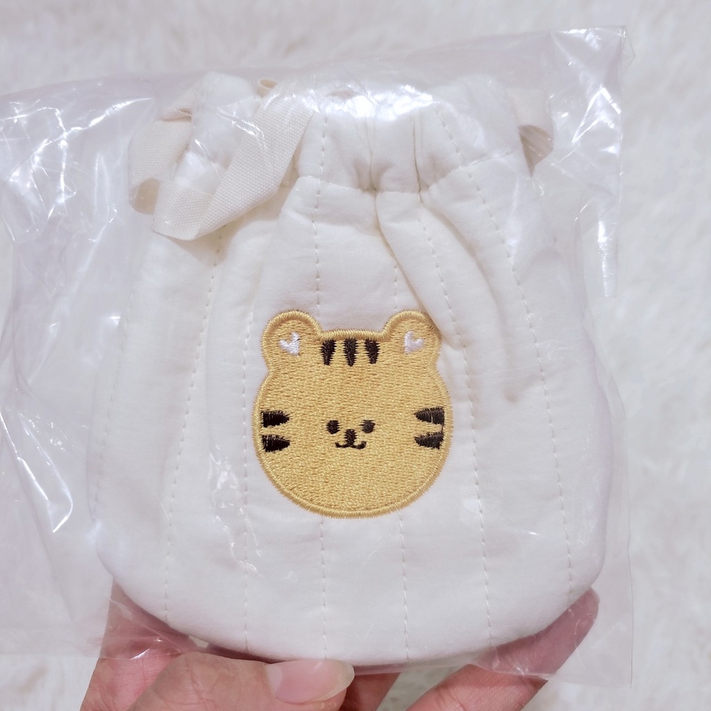 Túi đeo đựng tỏi đồ tránh vía lì xì thêu hình mèo hổ phong cách Hàn Quốc cho bé hàng đẹp có dây