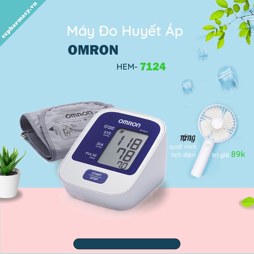 Máy đo huyết áp điện tử Omron Chính Hãng - Hem  -7124 (Tặng quạt mini tích điện)