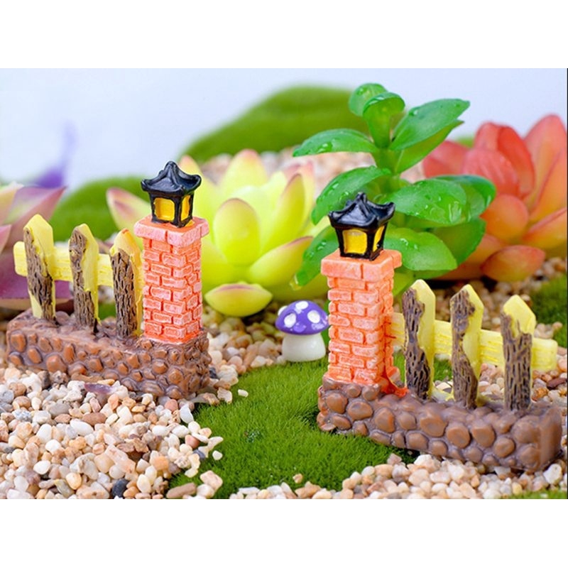 Set 2 mô hình hàng rào gỗ mini trang trí tiểu cảnh